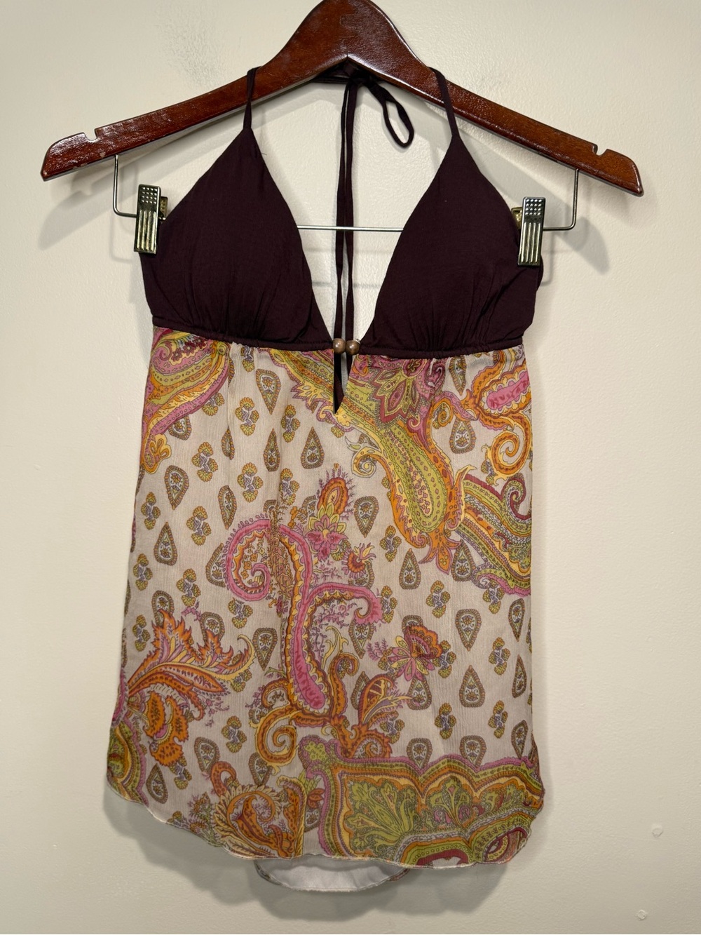 NWT Guess Jeans Y2K Paisley Boho Halter Blouse top women’s medium